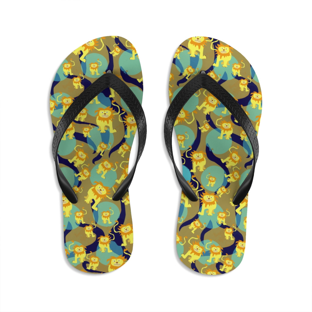 Lion Pattern Unisex Flip-Flops