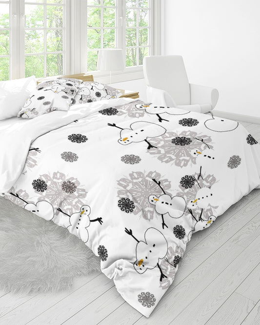 Snowman Pattern Queen Duvet Cover Set