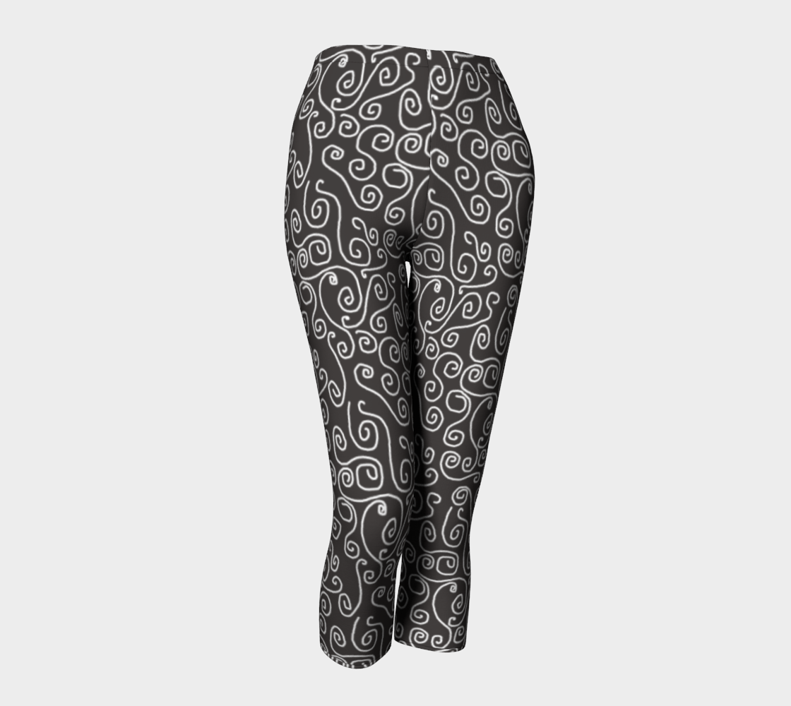 White Swirls On Gray Capris