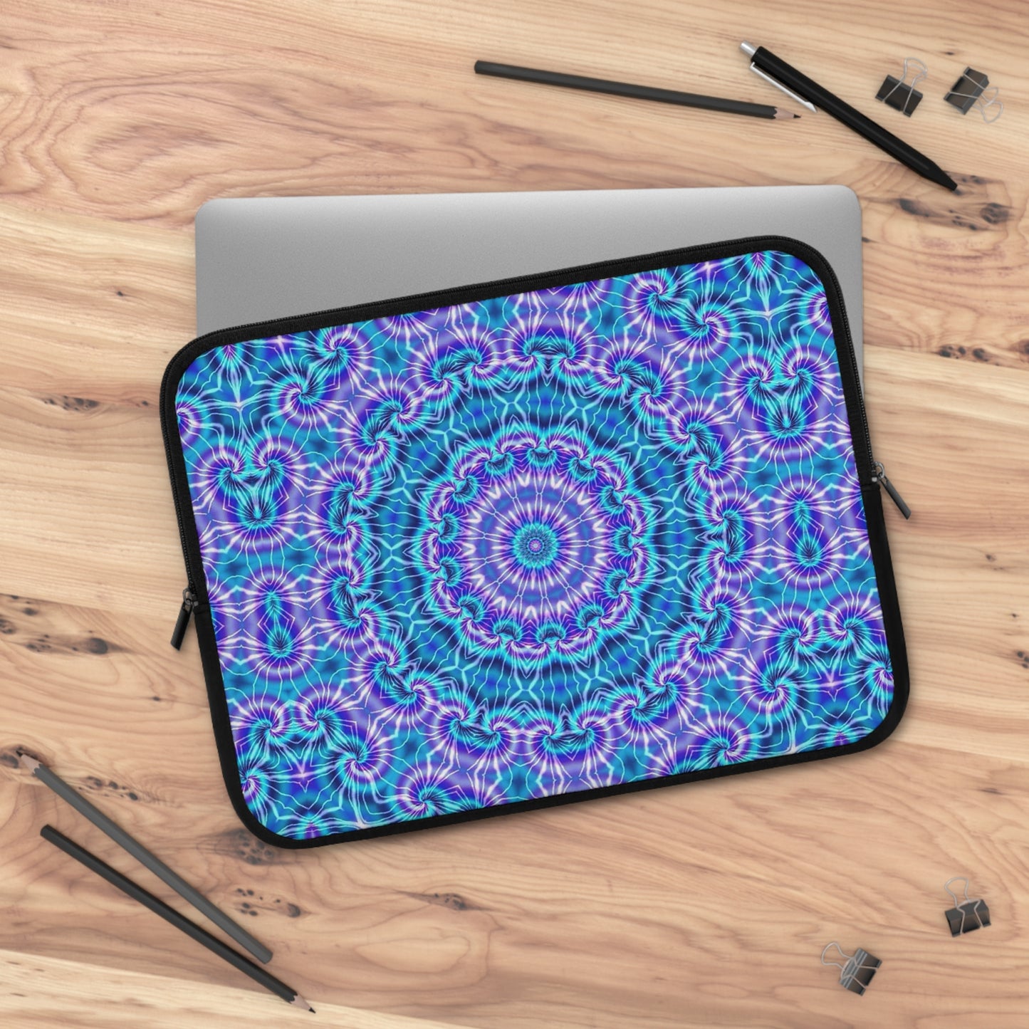 Blue and Purple Tie Dye Kaleidoscope Laptop Sleeve