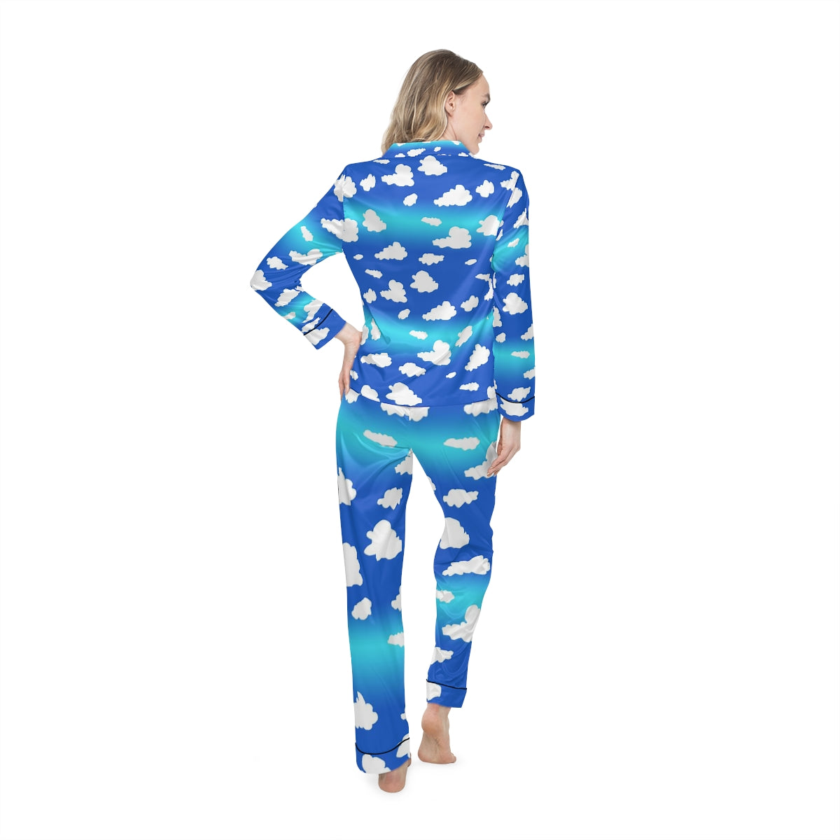Clouds Pattern Women's Satin Pajamas (AOP)