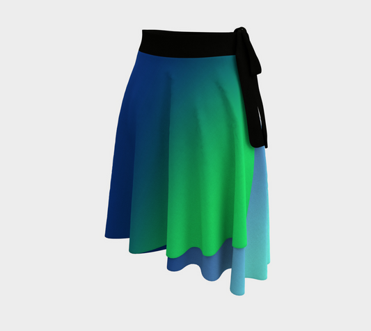 Green Navy Aqua Gradient Wrap Skirt