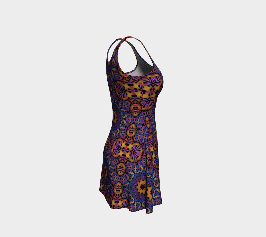 Blue Gold Celtic Kaleidoscope Flare Dress