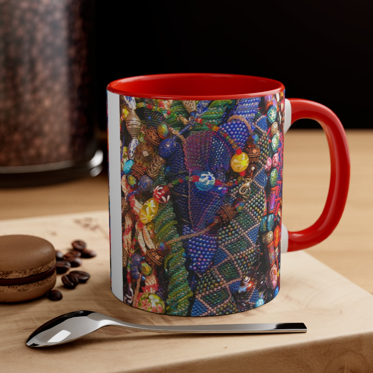Beaded Jewelry Still Life Accent Coffee Mug, 11oz