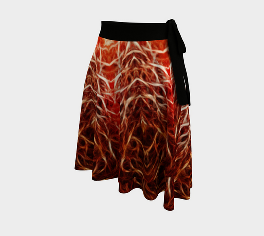 Red Abstract Wrap Skirt