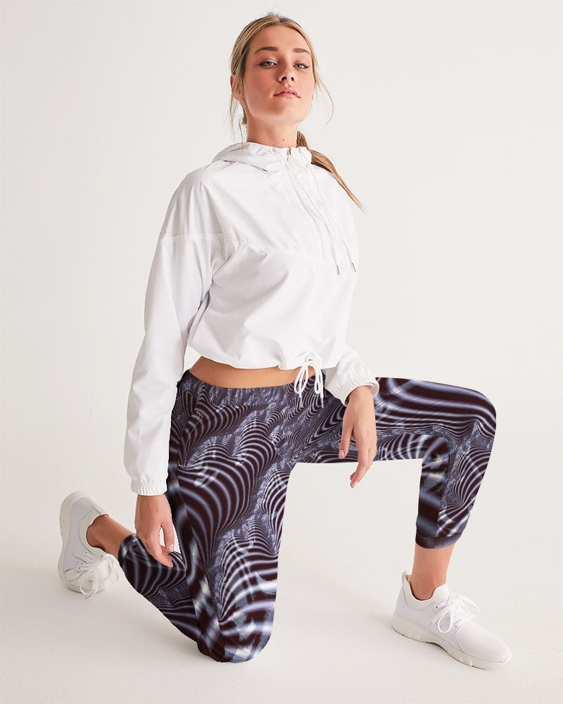 Black and White Spiral Fractal Women's Track Pants