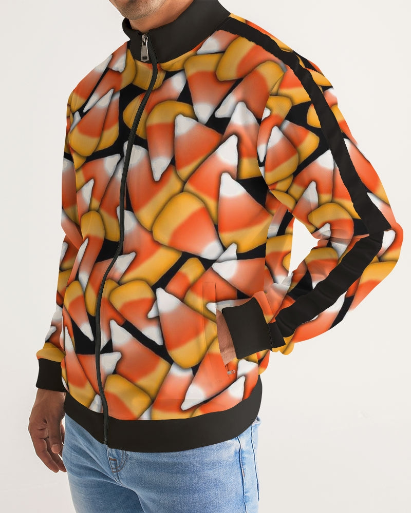 Candy Corn Pattern Men's Stripe-Sleeve Track Jacket