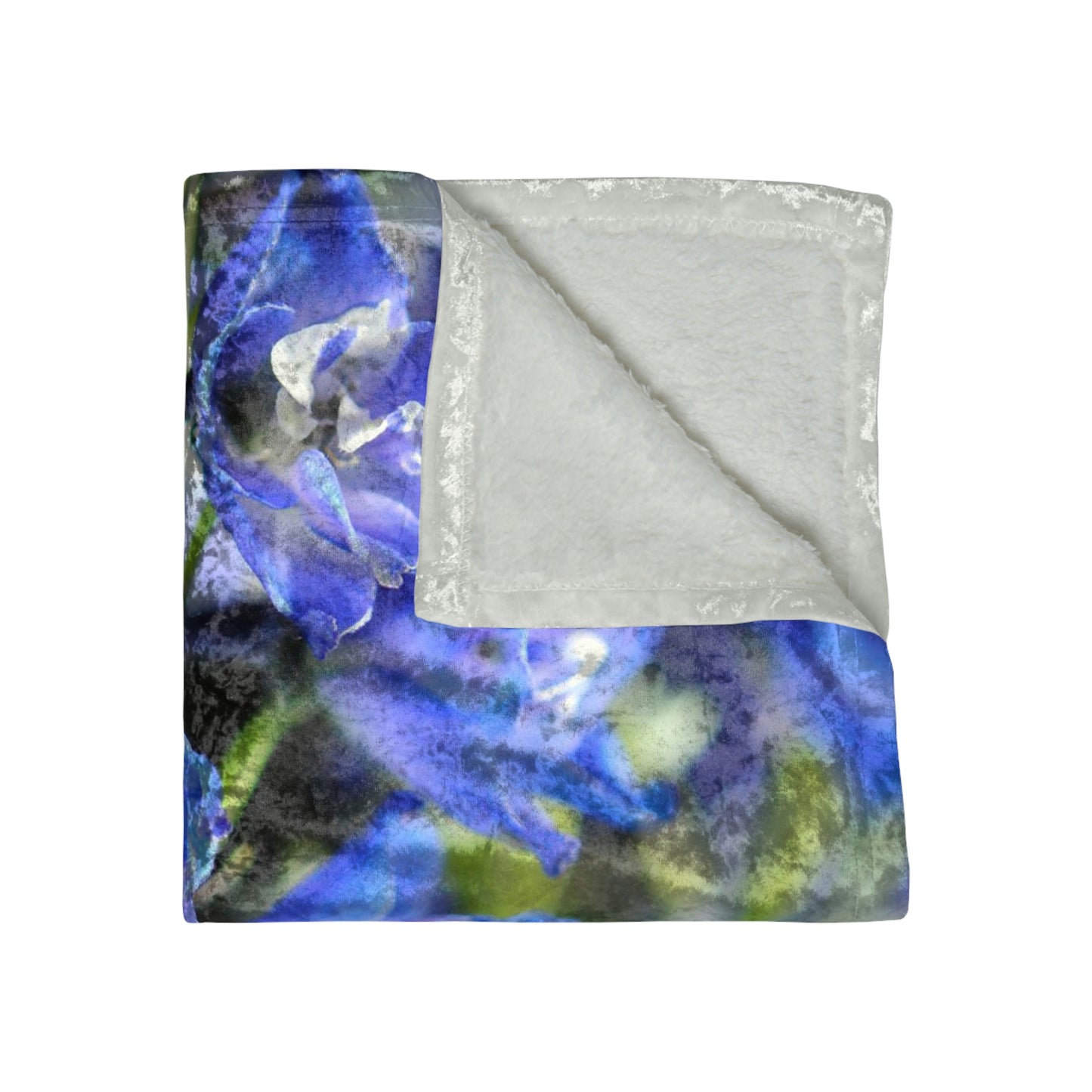 Blue Delphinium Crushed Velvet Blanket