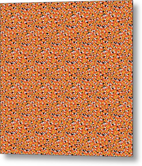 Fall Candy Corn Pattern - Metal Print