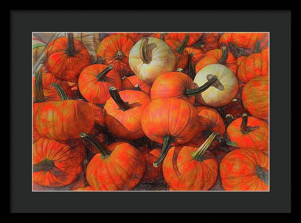 Fall Pumpkin Pile - Framed Print