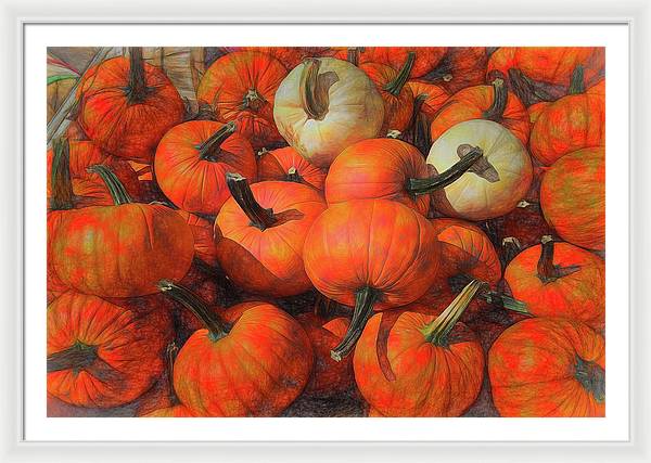 Fall Pumpkin Pile - Framed Print