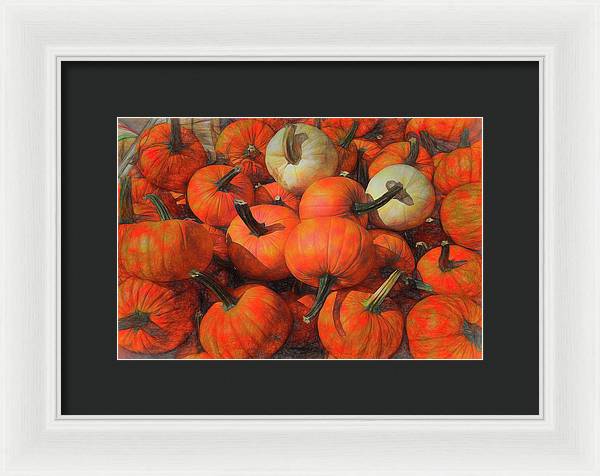 Fall Pumpkin Pile - Framed Print