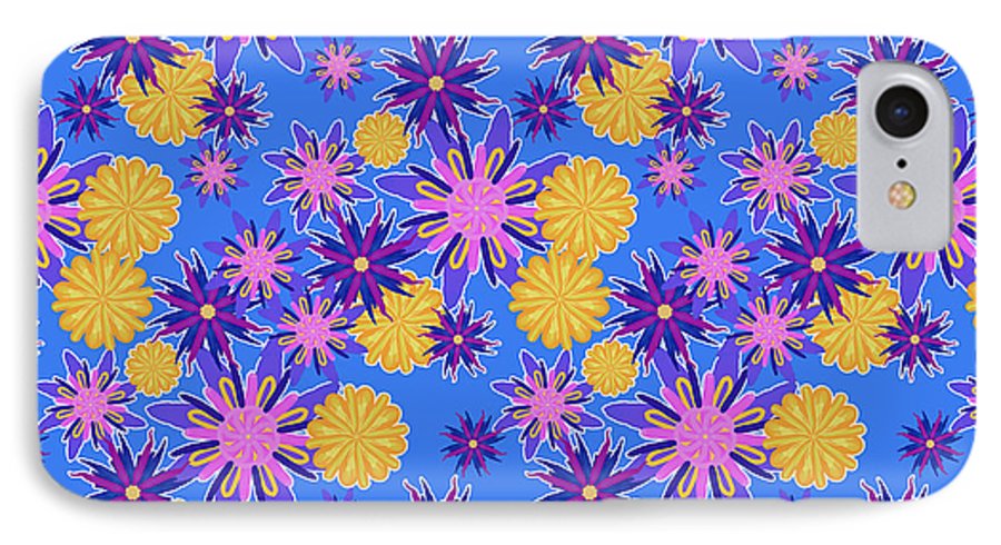 Fanciful Flowers on Powder Blue - Phone Case