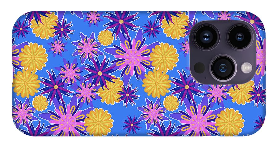 Fanciful Flowers on Powder Blue - Phone Case