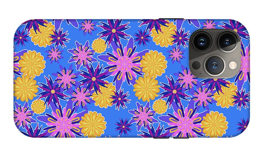 Fanciful Flowers on Powder Blue - Phone Case