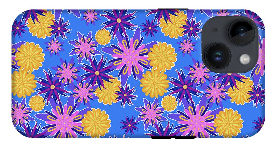 Fanciful Flowers on Powder Blue - Phone Case