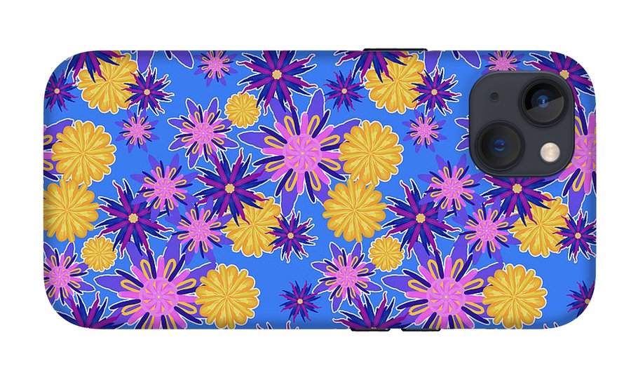 Fanciful Flowers on Powder Blue - Phone Case