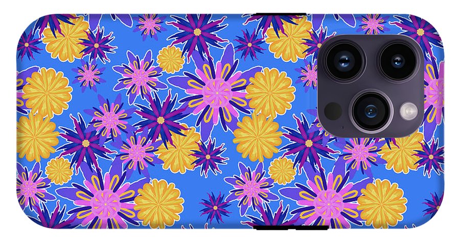 Fanciful Flowers on Powder Blue - Phone Case