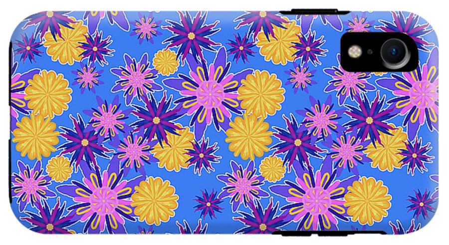 Fanciful Flowers on Powder Blue - Phone Case