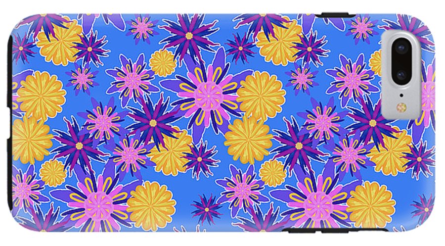 Fanciful Flowers on Powder Blue - Phone Case