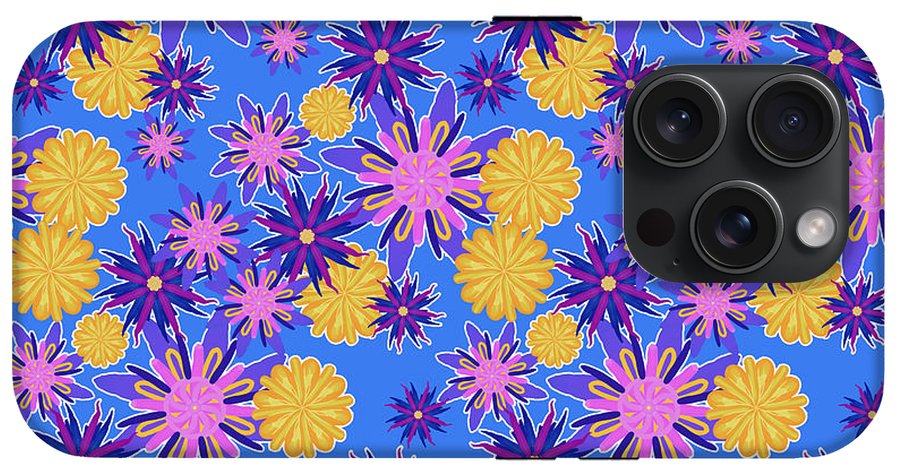 Fanciful Flowers on Powder Blue - Phone Case