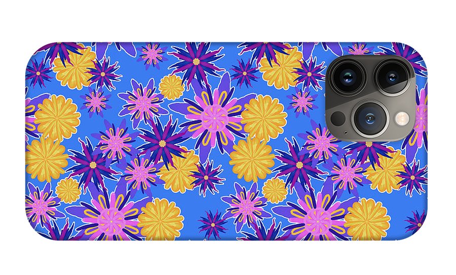 Fanciful Flowers on Powder Blue - Phone Case