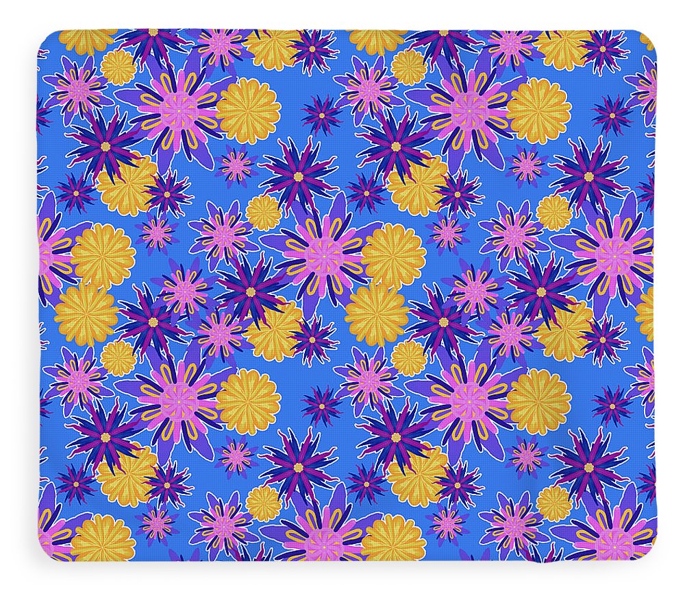 Fanciful Flowers on Powder Blue - Blanket