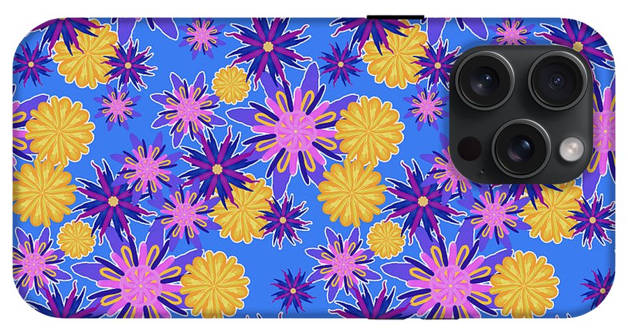 Fanciful Flowers on Powder Blue - Phone Case