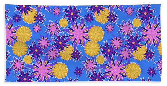 Fanciful Flowers on Powder Blue - Bath Towel