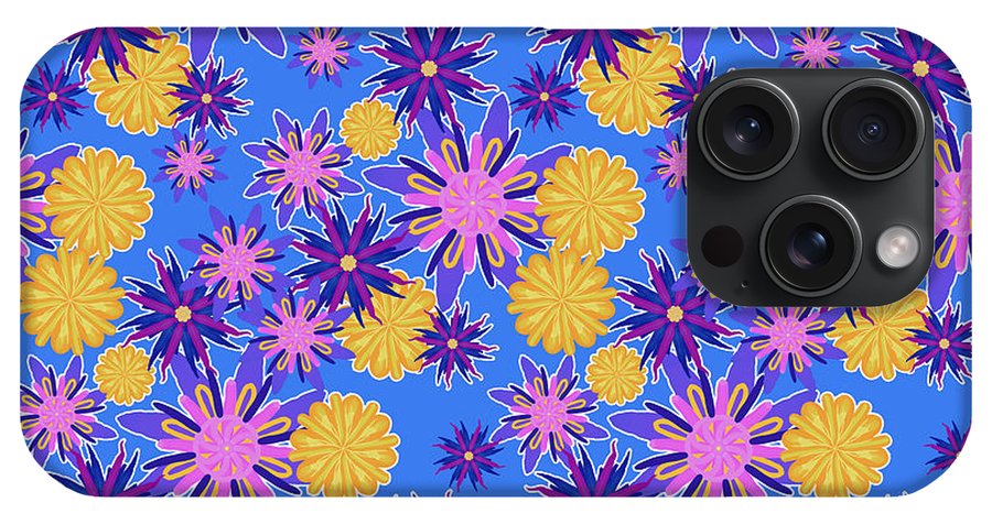 Fanciful Flowers on Powder Blue - Phone Case