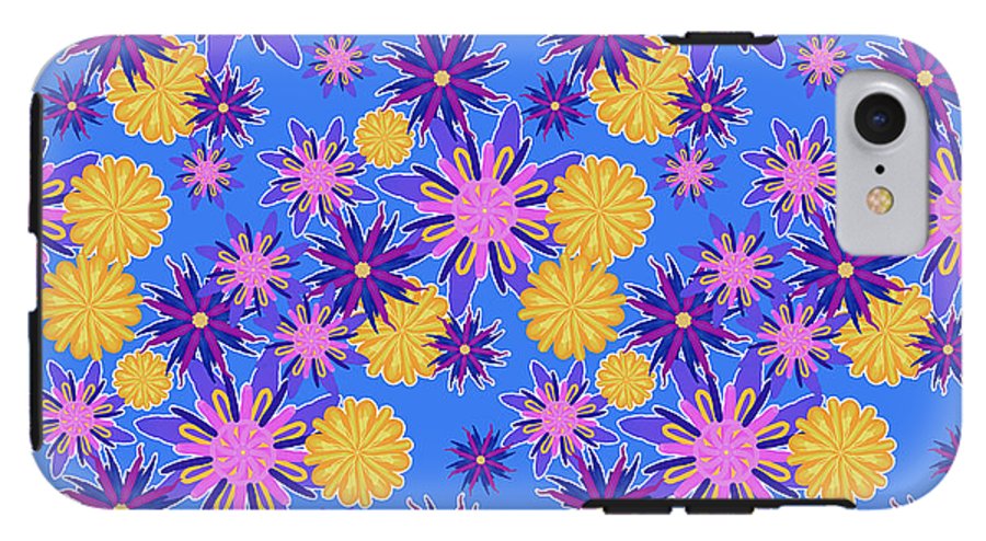 Fanciful Flowers on Powder Blue - Phone Case