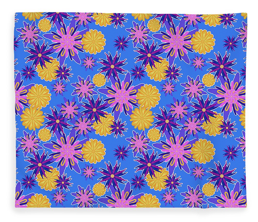 Fanciful Flowers on Powder Blue - Blanket