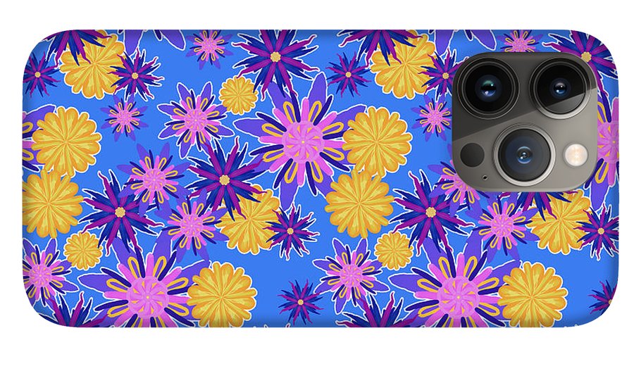 Fanciful Flowers on Powder Blue - Phone Case