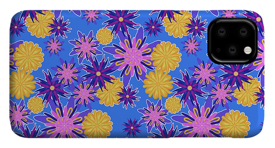 Fanciful Flowers on Powder Blue - Phone Case