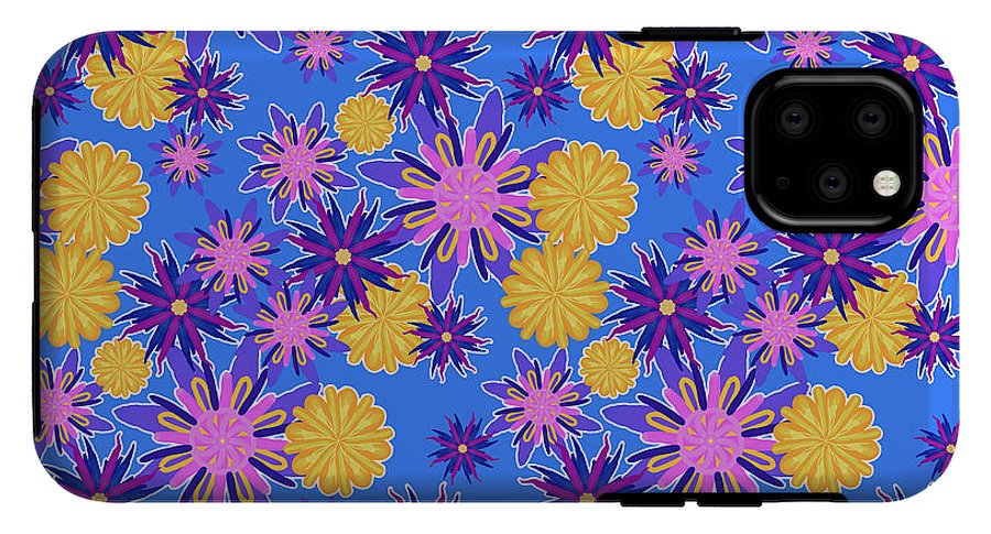 Fanciful Flowers on Powder Blue - Phone Case
