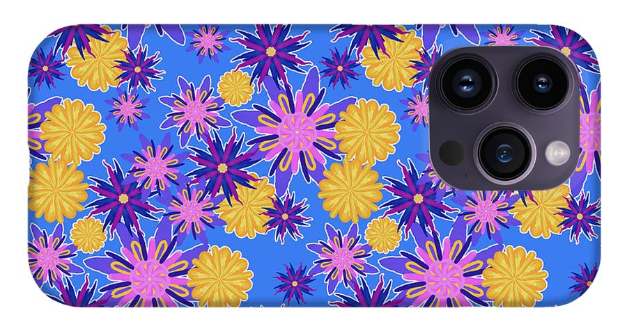 Fanciful Flowers on Powder Blue - Phone Case