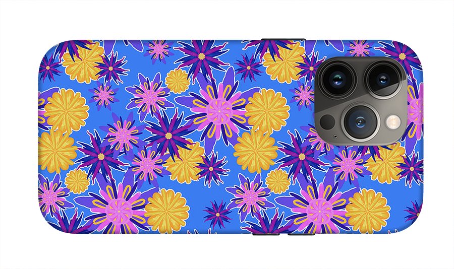 Fanciful Flowers on Powder Blue - Phone Case