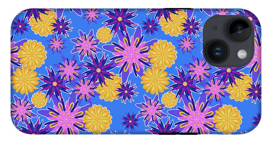 Fanciful Flowers on Powder Blue - Phone Case