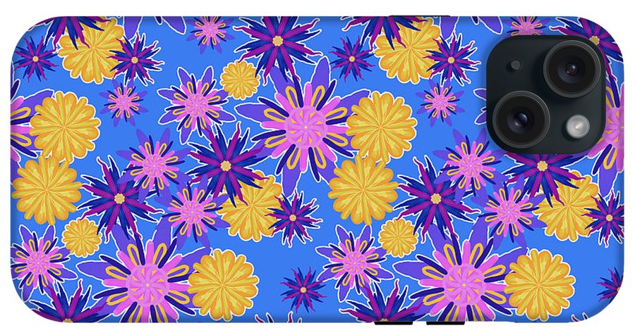Fanciful Flowers on Powder Blue - Phone Case