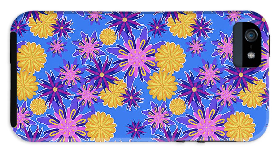 Fanciful Flowers on Powder Blue - Phone Case