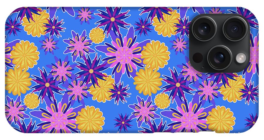 Fanciful Flowers on Powder Blue - Phone Case