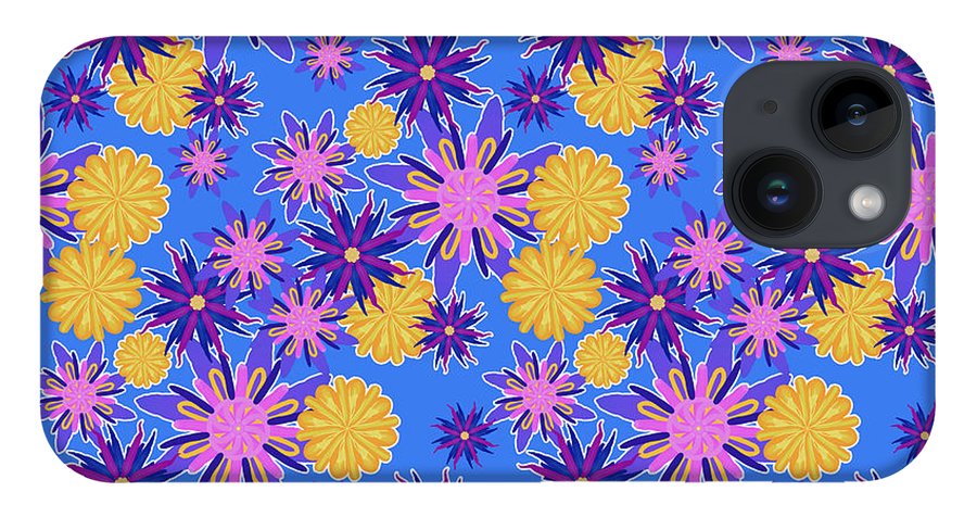 Fanciful Flowers on Powder Blue - Phone Case