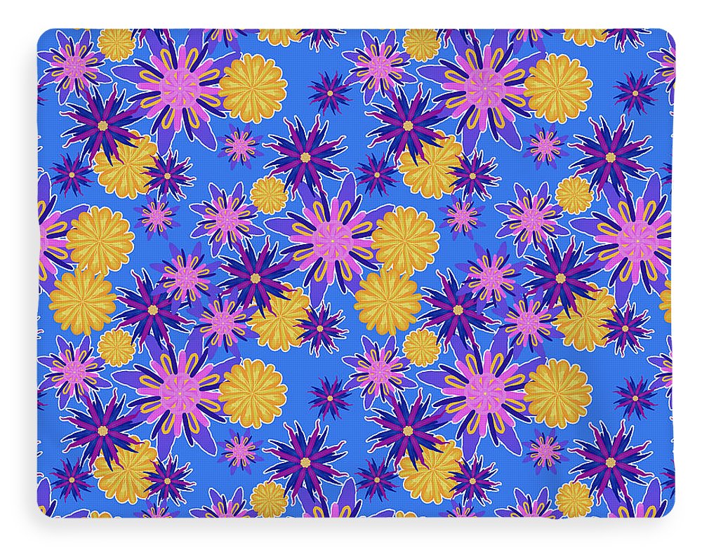 Fanciful Flowers on Powder Blue - Blanket