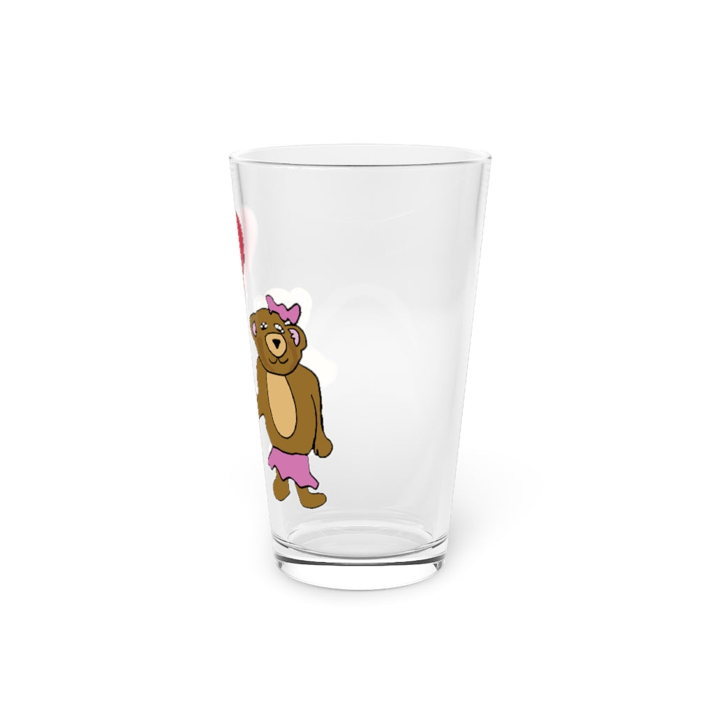 Teddy Bear Valentine Pint Glass, 16oz