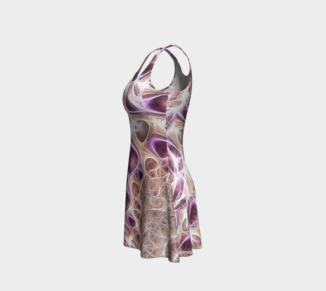 Purple Bubble Fractal Strings Flare Dress