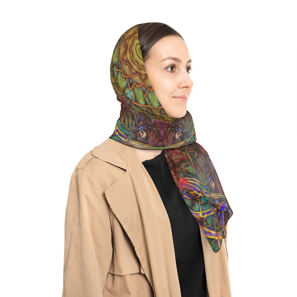 Blue Pink Windy Abstract Poly Scarf