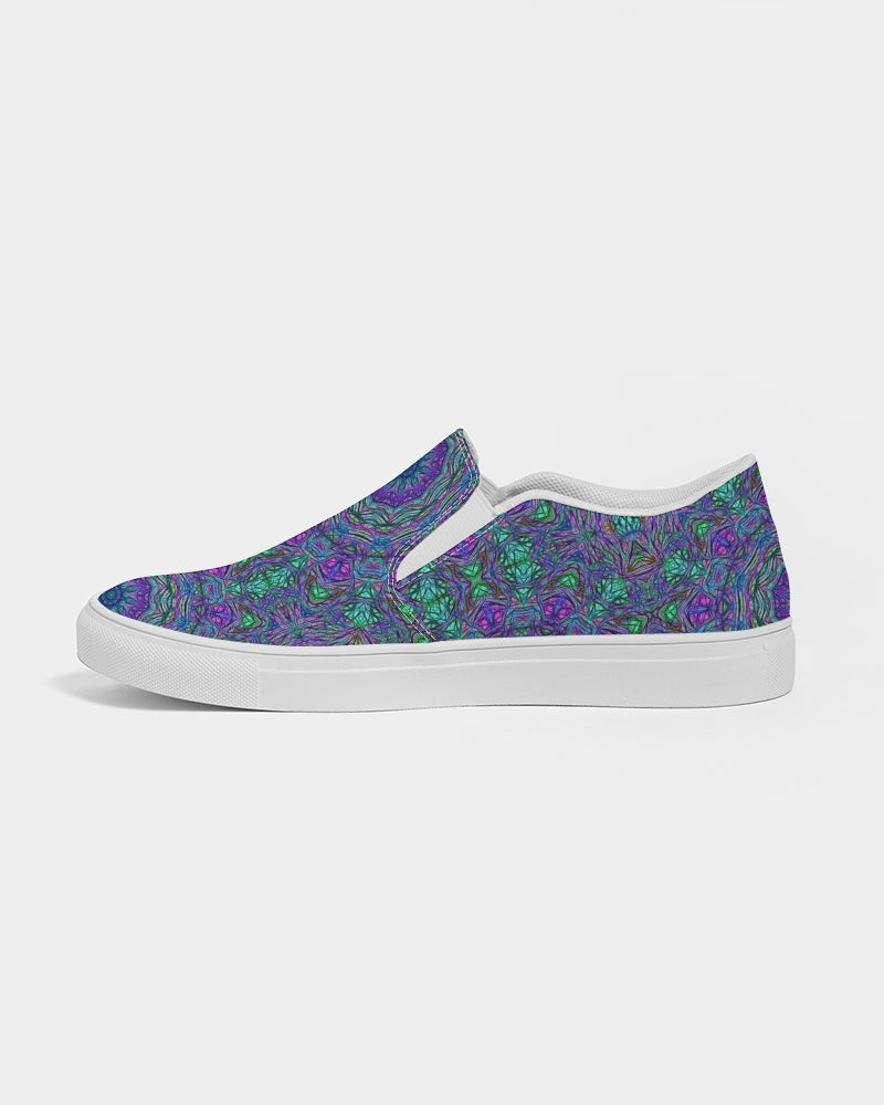 Blue Green Purple Kaleidoscope Women's Slip-On Canvas Shoe