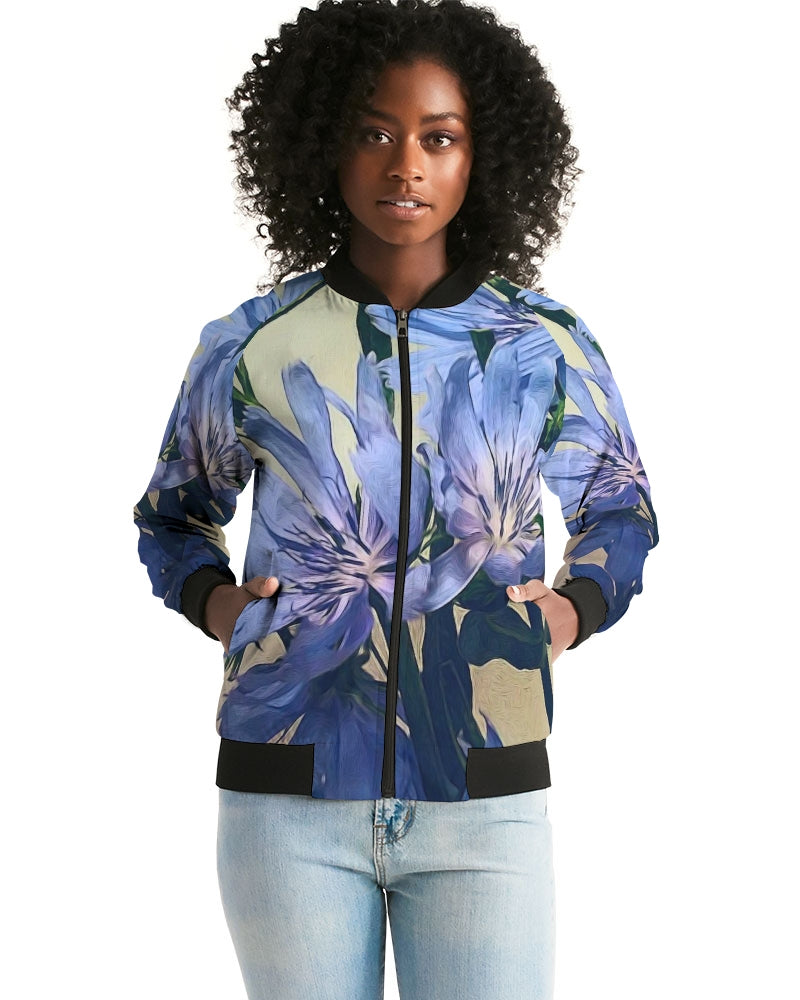 Blue Wildflowers Women's Bomber Jacket