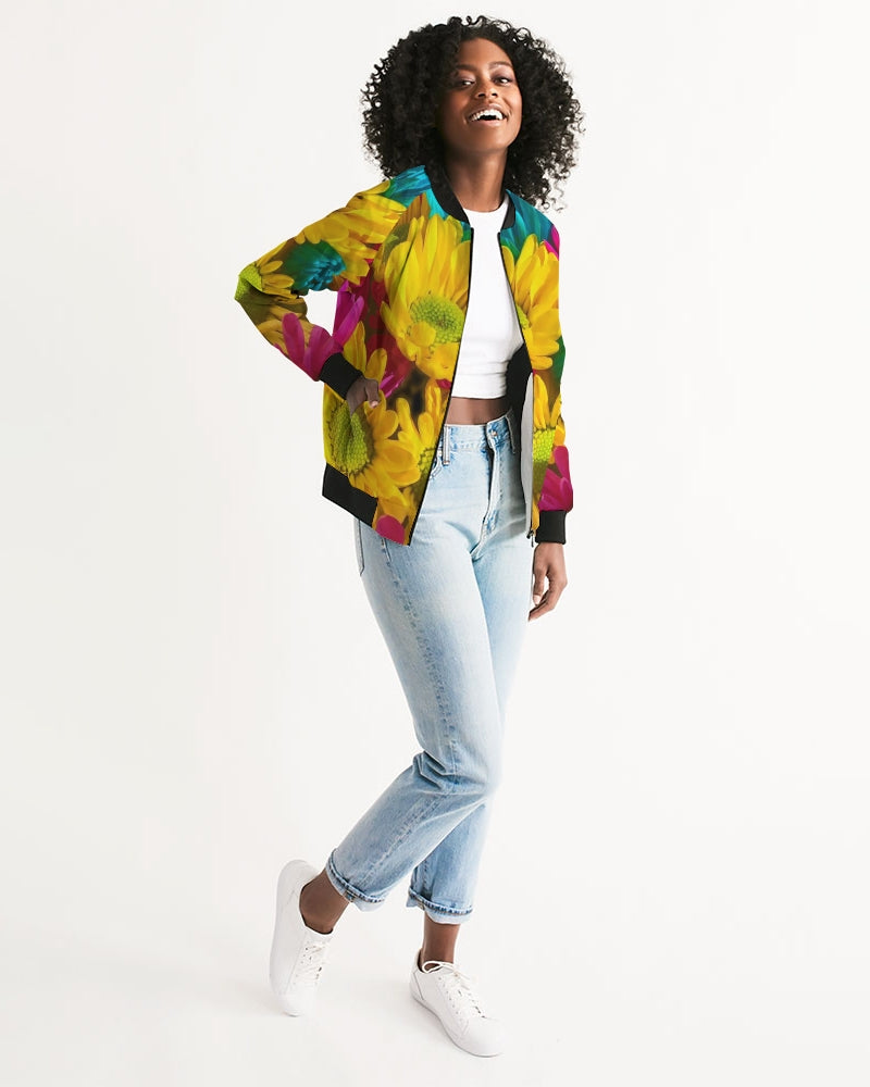 Bright Spring Daisies Women's Bomber Jacket