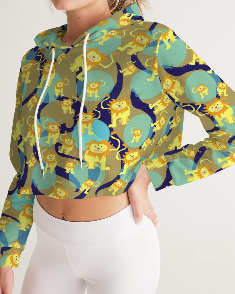 Lion Pattern Women's Cropped Hoodie